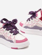  Adidași Alb-Fucsia pe Platformă cu Șireturi Groase Colorate Adrianu