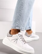  Adidași Alb-Gri cu Pietre stras cu Talpă Groasă Nicala