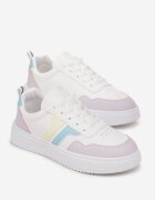  Adidași Alb-Mov cu Talpă Plată cu Cusături Colorate Niomie