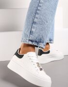  Adidași Alb-Negru cu cirkonii pe șireturi cu platformă Nomiji