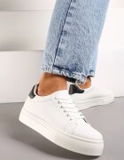  Adidași Alb-Negru cu gleznă înaltă pe platformă Longana
