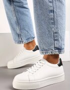  Adidași Alb-Negru cu gleznă înaltă pe platformă Longana