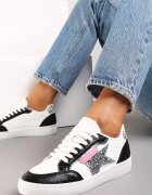  Adidași Alb-Negru cu inserții cu sclipici și cu o stea Reniva