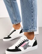  Adidași Alb-Negru cu inserții cu sclipici și cu o stea Reniva