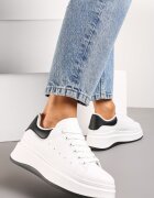  Adidași Alb-Negru Cu șireturi Din imitație de piele Cu platformă Filamena