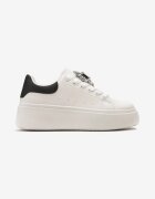  Adidași Alb-Negru cu Talpă Groasă cu Aplicație Decorativă de Piatră Danthia