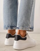  Adidași Alb-Negru din Piele Ecologică cu Talpă Groasă cu Șireturi Serizia