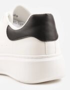  Adidași Alb-Negru din Piele Ecologică cu Talpă Groasă cu Șireturi Serizia