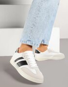  Adidași Alb-Negru în Stil Tenis cu Benzi Eleaniria