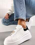  Adidași Alb-Negru pe Talpă Groasă Celessi