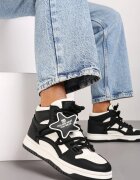  Adidași Alb-Negru Plati până la gleznă Decorați cu o stea Saveline