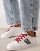  Adidași Alb-Roșu Cu șireturi Cu inserții Danthe