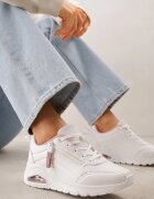  Adidași Alb-Roz cu platformă cu inserție transparentă și fermoar cu inscripții Valentinae