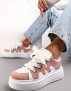  Adidași Alb-Roz cu Platformă Schiltes