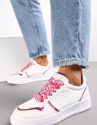  Adidași Alb-Roz cu Șireturi Colorate și Inserții Metalice Lania
