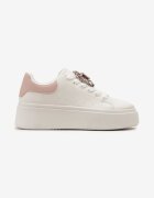  Adidași Alb-Roz cu Talpă Groasă cu Aplicație Decorativă de Piatră Danthia