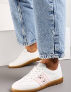  Adidași Alb-Roz cu talpă plată cu șireturi și inserție decorativă Drukesti