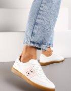  Adidași Alb-Roz cu talpă plată cu șireturi și inserție decorativă Drukesti