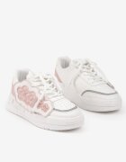  Adidași Alb-Roz pe platformă joasă cu flori decorative pe laterală Benavilla