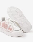  Adidași Alb-Roz pe platformă joasă cu flori decorative pe laterală Benavilla