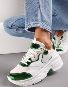  Adidași Alb-Verde cu Talpă Groasă cu Inserții Perforate Lanya