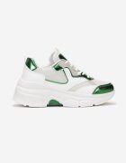  Adidași Alb-Verde cu Talpă Groasă cu Inserții Perforate Lanya
