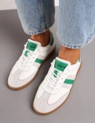  Adidași Alb-Verzi din Piele Naturală cu Talpă Plată Finisați cu Curele Navinda