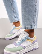 Adidași Alb-Violet cu șireturi cu talpă groasă Ainne