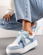  Adidași Albaștri-Albi cu Platformă Joasă cu Pandantiv și Șireturi Decorative Salam