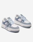  Adidași Albaștri-Albi cu Platformă Joasă cu Pandantiv și Șireturi Decorative Salam