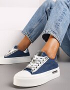  Adidași Albaștri Casual pe Platformă decorați cu Zirconii și Inserții Metalice Primaria