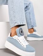 Adidași Albastri cu platformă cu zirconii cu limbă lată Esirel