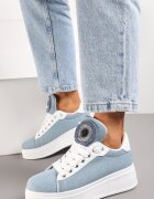  Adidași Albastri cu platformă cu zirconii cu limbă lată Esirel