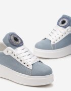  Adidași Albastri cu platformă cu zirconii cu limbă lată Esirel