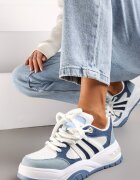  Adidași Albaștri pe talpă groasă cu sclipici Lenema