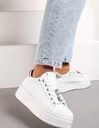  Adidași Albi-Argintii cu Platformă și Aplicații Bijuterii Detașabile pe Șireturi Tamaki