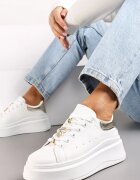  Adidași Albi-Aurii cu Talpă Groasă Celessi