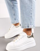  Adidași Albi-Aurii cu Talpă Groasă Celessi