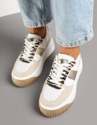  Adidași Albi-Bej cu Platformă cu Ornament Metalic și Imprimeu Zebră Fonarien
