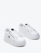  Adidași Albi cu Platformă cu Ornament Metalic în formă de Insectă și Sclipici Lientia