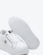  Adidași Albi cu Platformă cu Ornament Metalic în formă de Insectă și Sclipici Lientia
