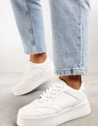  Adidași Albi cu profil mediu pe platformă Liciana
