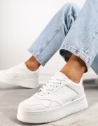  Adidași Albi cu profil mediu pe platformă Liciana