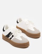  Adidași Albi cu Talpă Groasă cu Perle Decorative Detașabile Ajovia