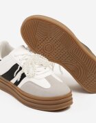  Adidași Albi cu Talpă Groasă cu Perle Decorative Detașabile Ajovia