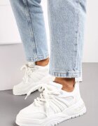  Adidași Albi cu Talpă Groasă cu Sclipici Lenema