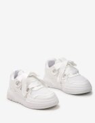  Adidași Albi cu Talpă Groasă cu Șireturi Decorative Zeldema