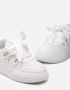  Adidași Albi cu Talpă Groasă cu Șireturi Decorative Zeldema