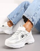  Adidași Albi cu Talpă Groasă Decorați cu Inserții din plasă Korianna