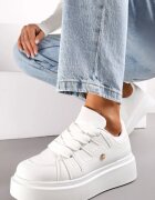  Adidași Albi cu Talpă Groasă sub Gleznă Alisis